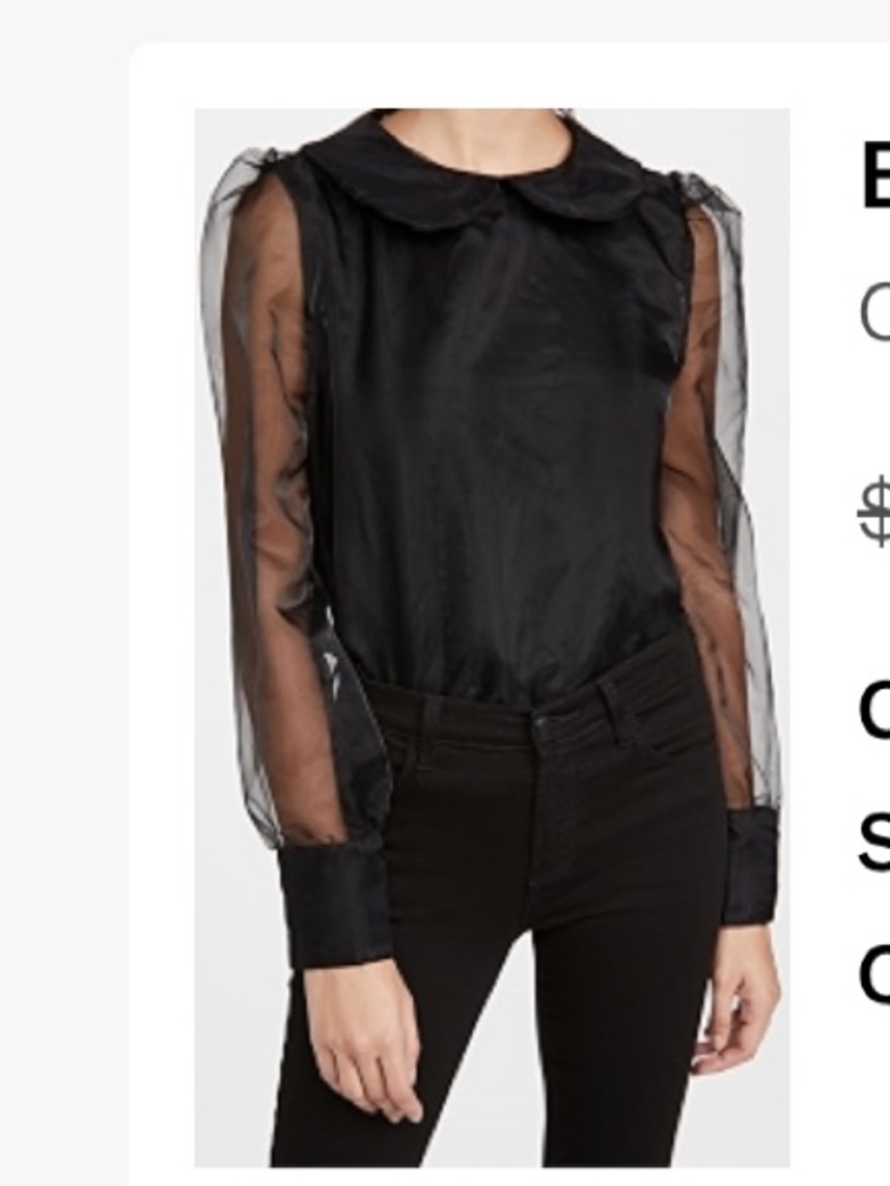 En Saison Black Organza Collared Blouse